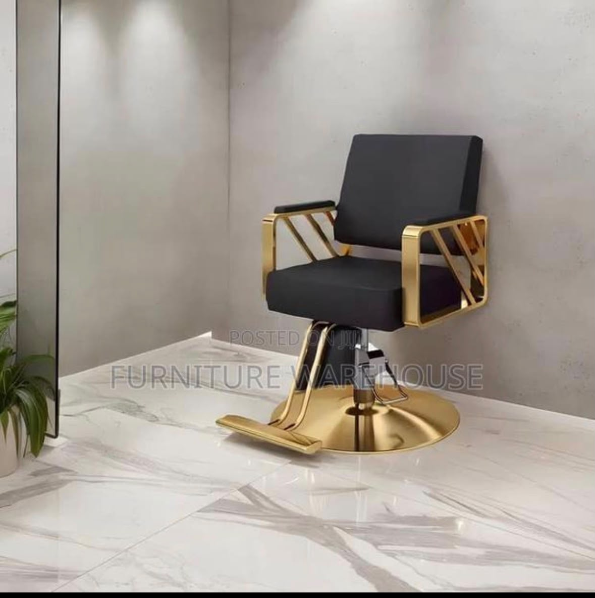 Premium Gold & Black Barber Chair
